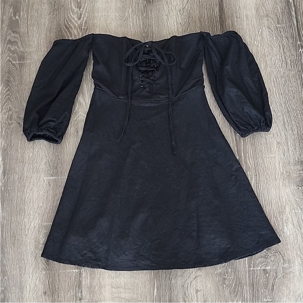Majorelle Revolve off the shoulder corset Mini Dress Black M chic LBD